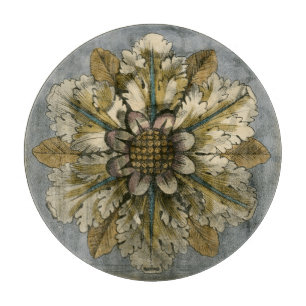 Decoratieve demask Rosette op grijze achtergrond Snijplank