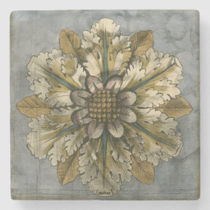 Decoratieve demask Rosette op grijze achtergrond Stenen Onderzetter