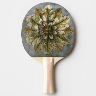 Decoratieve demask Rosette op grijze achtergrond Tafeltennisbatje