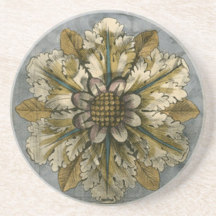 Decoratieve demask Rosette op grijze achtergrond Zandsteen Onderzetter