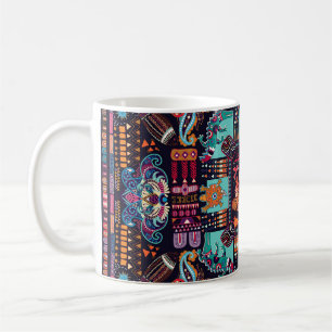 Decoratieve dieren: kleurrijk etnisch ontwerp. koffiemok