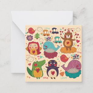 Decoratieve dieren notitiekaartje