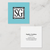 Decoratieve doos - Initialen - Robin Egg Blue Vierkante Visitekaartje (Voorkant / Achterkant)