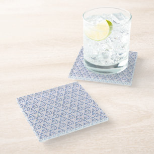 Decoratieve driehoeken Blauw Wit Glazen Onderzetter