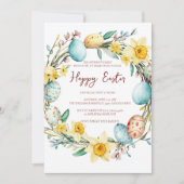 Decoratieve eieren en bloemen jaarlijks gelukkig P Kaart (Voorkant)