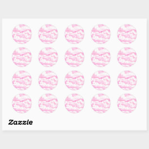 Decoratieve elegante zure powder roze wolken ronde sticker