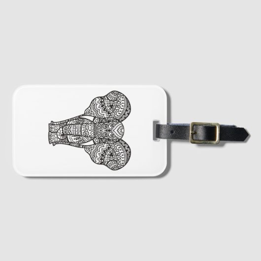 Decoratieve ellefantiestijl bagagelabel (Voorkant (horizontaal))