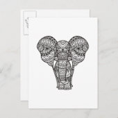 Decoratieve ellefantiestijl briefkaart (Voorkant / Achterkant)