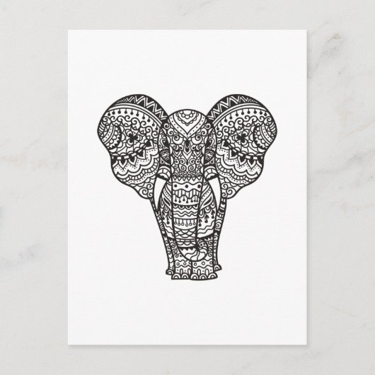 Decoratieve ellefantiestijl briefkaart (Voorkant)