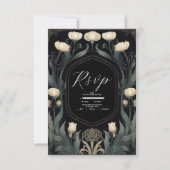 Decoratieve Europese Floral Art Nouveau bruiloft RSVP Kaartje (Voorkant)