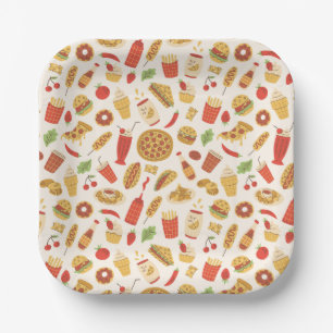 Decoratieve Fast Food Pattern Papier Borden Papieren Bordje