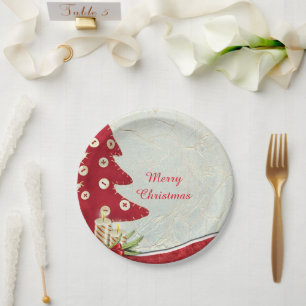 Decoratieve feestjes kerstboom papieren bordje