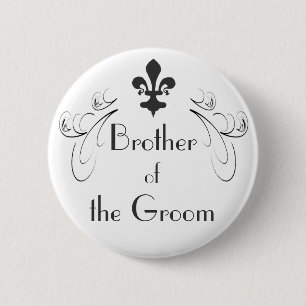 Decoratieve Fleur de Lis Brother van de Groom-Butt Ronde Button 5,7 Cm