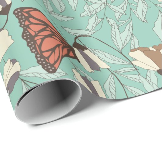 Decoratieve Floral/Butterflies Cadeaupapier (Rol Hoek)