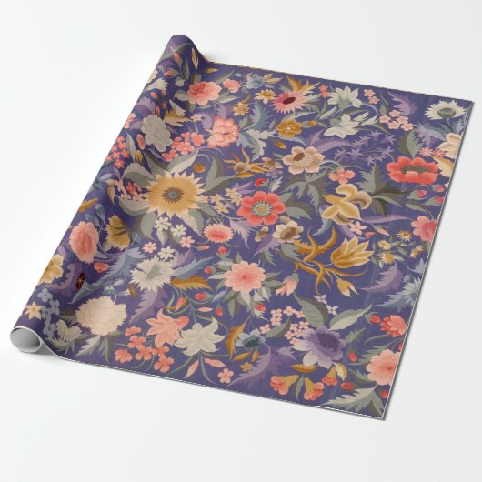 Decoratieve Floral Print Cadeaupapier (Uitgerold)
