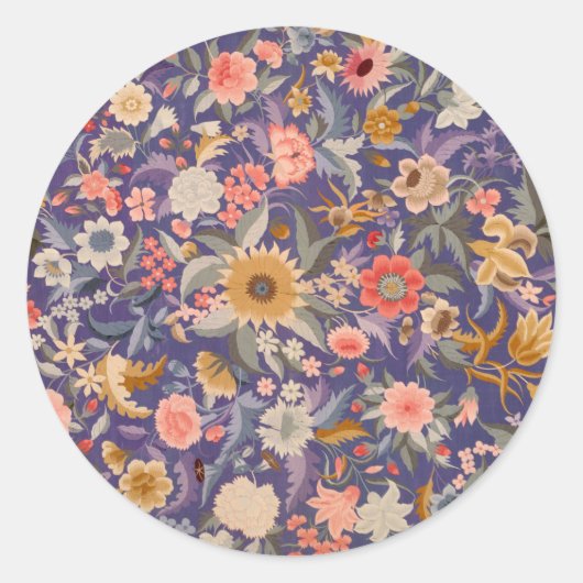 Decoratieve Floral Print Ronde Sticker (Voorkant)