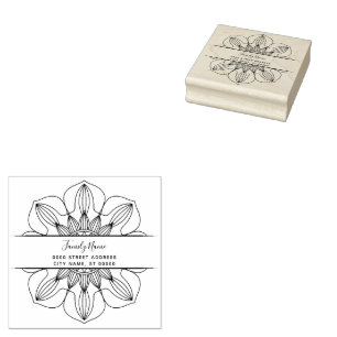 Decoratieve Floral Retour Adres Rubber Stamp Rubberstempel
