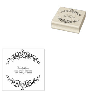 Decoratieve Floral Retour Adres Rubber Stamp Rubberstempel
