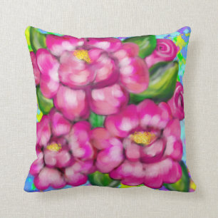 DECORATIEVE FLORALE CUSHION, PINKROSES KUSSEN