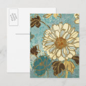 Decoratieve Florals in blauw en wit Briefkaart (Voorkant / Achterkant)