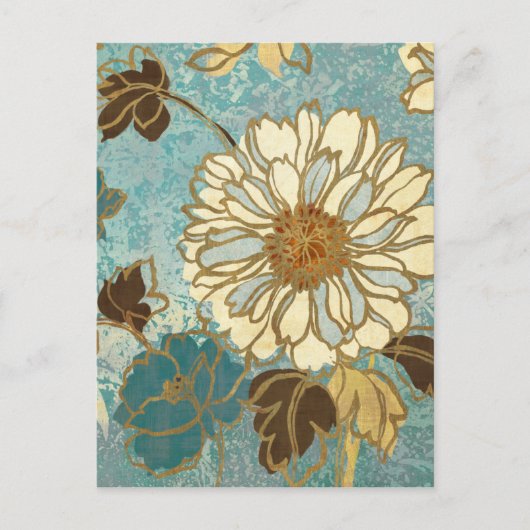 Decoratieve Florals in blauw en wit Briefkaart (Voorkant)
