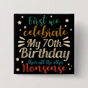 decoratieve geweldige 70e verjaardag vierkante button 5,1 cm