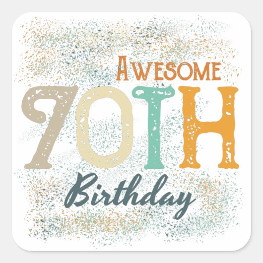 decoratieve geweldige 70e verjaardag vierkante sticker (Voorkant)