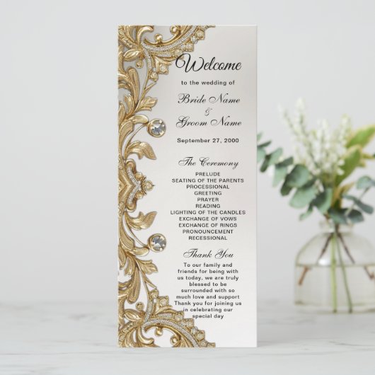 Decoratieve gouden bruiloft programma (Staand voorkant)