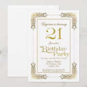 Decoratieve goudgrens 21e verjaardag kaart (Voorkant / Achterkant)