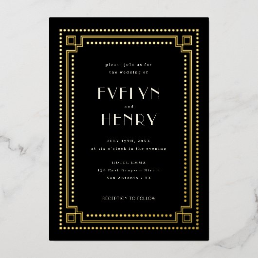 Decoratieve grens bruiloft uitnodiging (Voorkant)