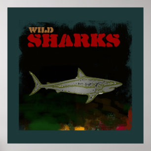 decoratieve haaienafdruk poster