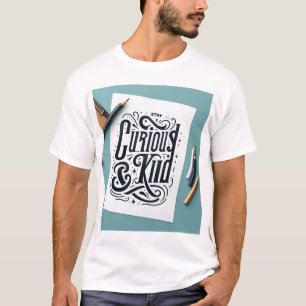 Decoratieve handgetekende zin: "Blijf nieuwsgierig T-shirt