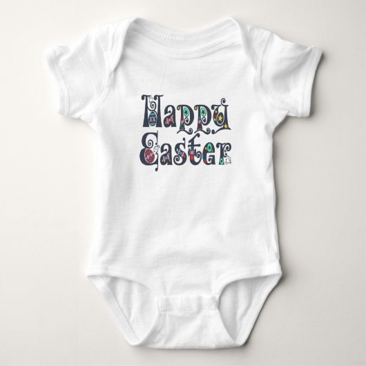 Decoratieve Happy Easter Typografie | kostuum Romper (Voorkant)