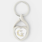 Decoratieve harten bloemen initiaal letter G Sleutelhanger (Voorkant)