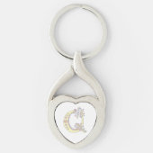 Decoratieve harten bloemen initiaal letter Q Sleutelhanger (Voorkant)