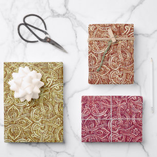 Decoratieve herfst cadeau wrap met lijntekeningen inpakpapier vel