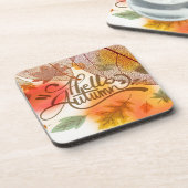 Decoratieve herfstbladeren bier onderzetter (Linkerzijde)