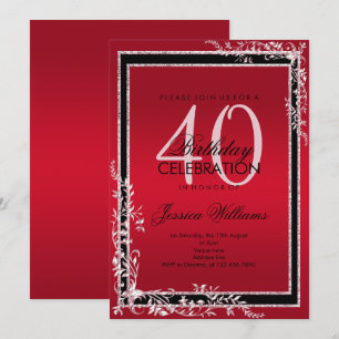 Decoratieve hoeken Ruby & Black Verjaardag Kaart