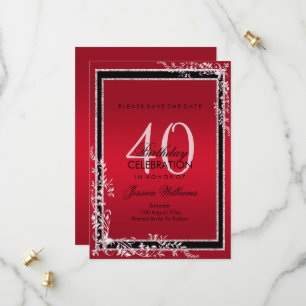 Decoratieve hoeken Ruby & Black Verjaardag Save The Date