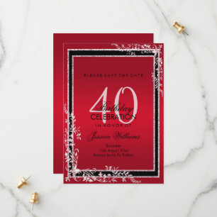 Decoratieve hoeken Ruby en Black Birthday Save The Date