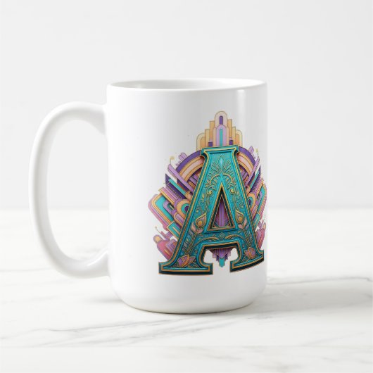 Decoratieve hoofdletter "A" met Art Deco Flair Koffiemok (Links)
