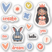 Decoratieve Illustraties Stickers Set (Voorkant)