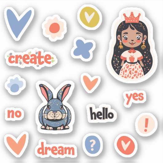 Decoratieve Illustraties Stickers Set (Voorkant)