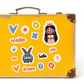 Decoratieve Illustraties Stickers Set