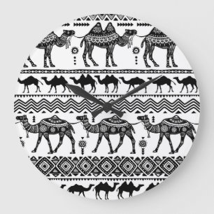 Decoratieve kamelen naadloos patroonontwerp grote klok
