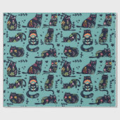 Decoratieve katten cadeaupapier (Vlak)