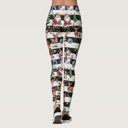 Decoratieve kerststrepen Patroonontwerp Leggings (Achterkant)