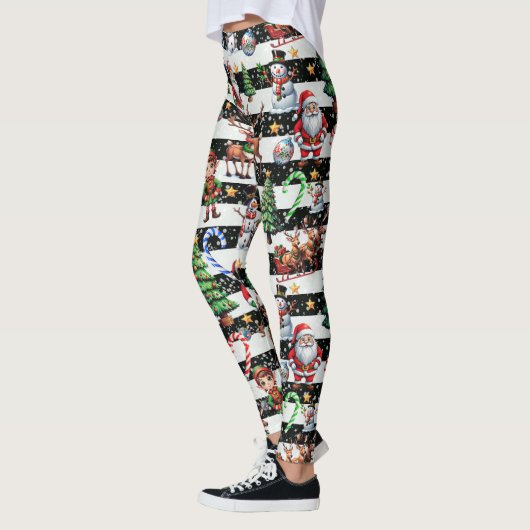 Decoratieve kerststrepen Patroonontwerp Leggings (Links)