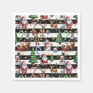 Decoratieve kerststrepen Patroonontwerp Servet