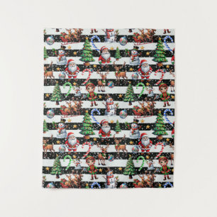 Decoratieve kerststrepen Patroonontwerp Wandkleed
